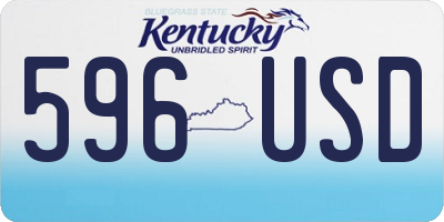 KY license plate 596USD