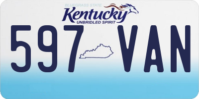 KY license plate 597VAN