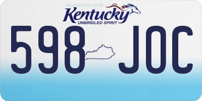 KY license plate 598JOC