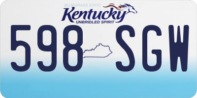 KY license plate 598SGW
