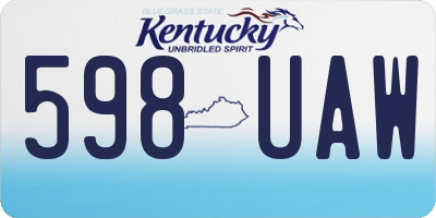 KY license plate 598UAW