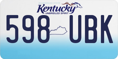 KY license plate 598UBK