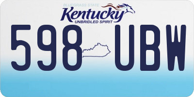 KY license plate 598UBW