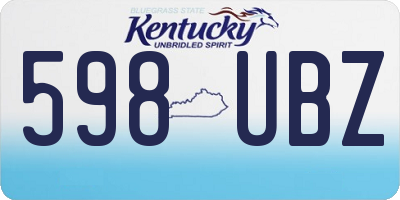 KY license plate 598UBZ