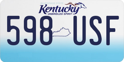 KY license plate 598USF