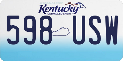KY license plate 598USW