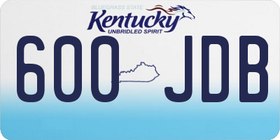 KY license plate 600JDB