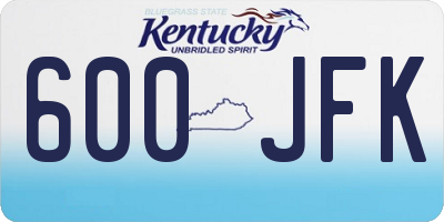 KY license plate 600JFK