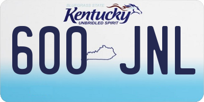 KY license plate 600JNL
