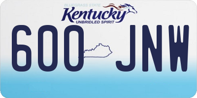 KY license plate 600JNW