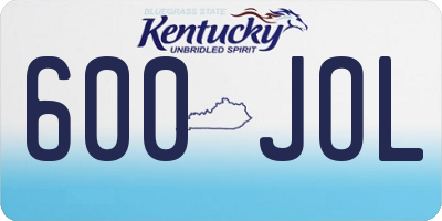 KY license plate 600JOL