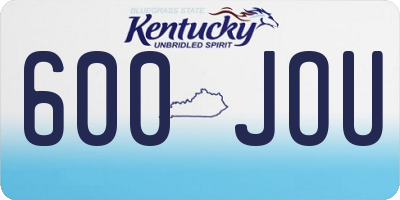 KY license plate 600JOU