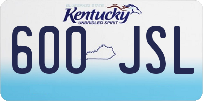 KY license plate 600JSL