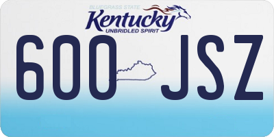 KY license plate 600JSZ