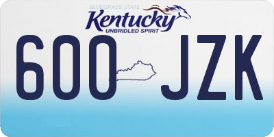 KY license plate 600JZK