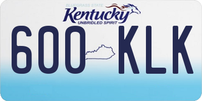 KY license plate 600KLK