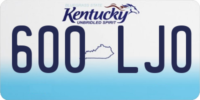 KY license plate 600LJO