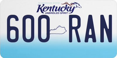 KY license plate 600RAN