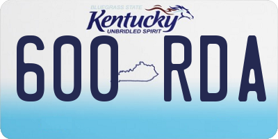 KY license plate 600RDA