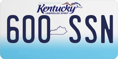 KY license plate 600SSN