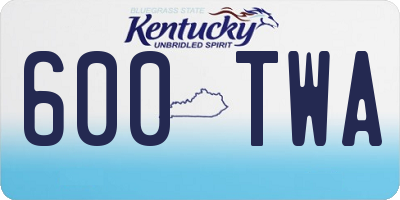 KY license plate 600TWA