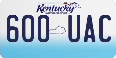 KY license plate 600UAC