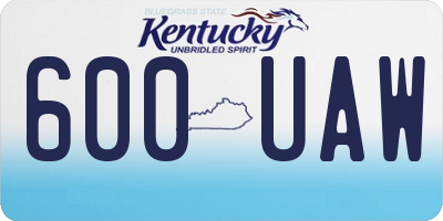 KY license plate 600UAW