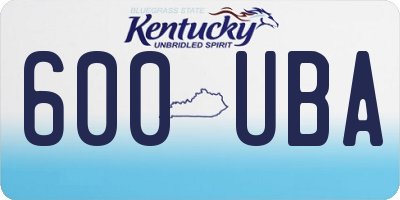 KY license plate 600UBA