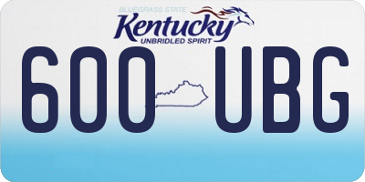 KY license plate 600UBG