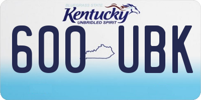 KY license plate 600UBK