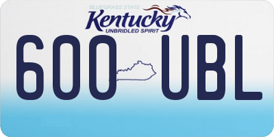 KY license plate 600UBL