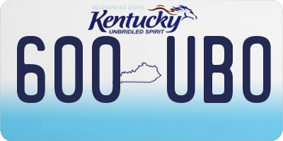 KY license plate 600UBO