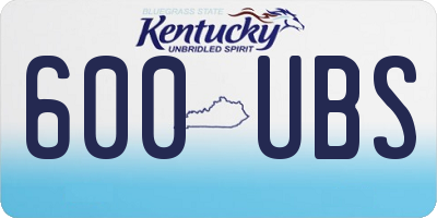 KY license plate 600UBS