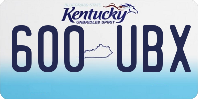 KY license plate 600UBX