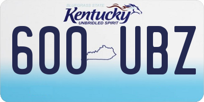 KY license plate 600UBZ