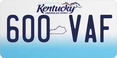 KY license plate 600VAF