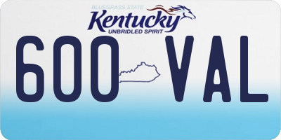 KY license plate 600VAL