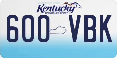 KY license plate 600VBK
