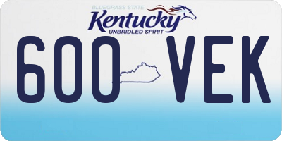 KY license plate 600VEK
