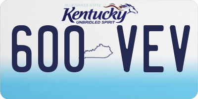 KY license plate 600VEV