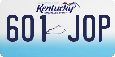 KY license plate 601JOP