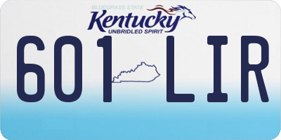 KY license plate 601LIR