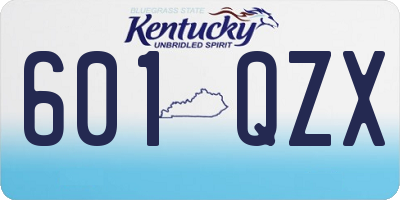 KY license plate 601QZX