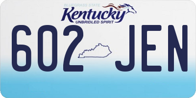 KY license plate 602JEN