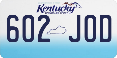 KY license plate 602JOD