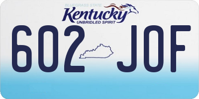 KY license plate 602JOF