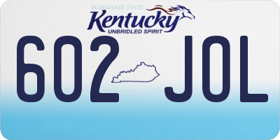 KY license plate 602JOL