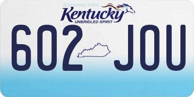 KY license plate 602JOU