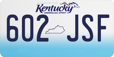 KY license plate 602JSF