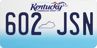 KY license plate 602JSN